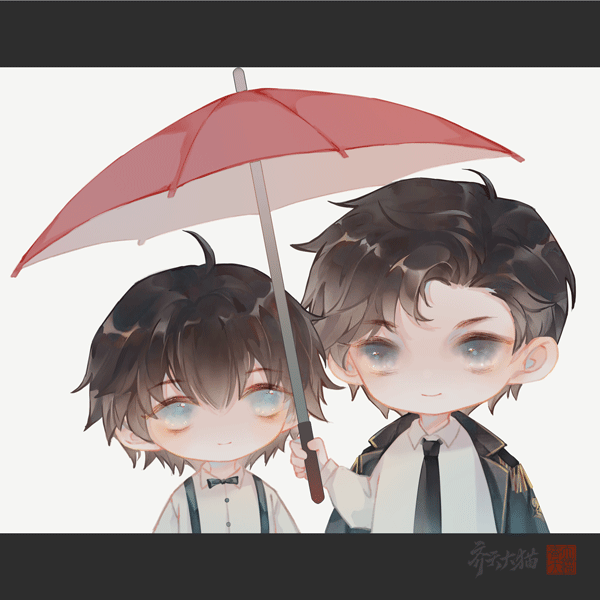 小蘑菇_小蘑菇陆沨安折安折平涂日系同人绘画作品