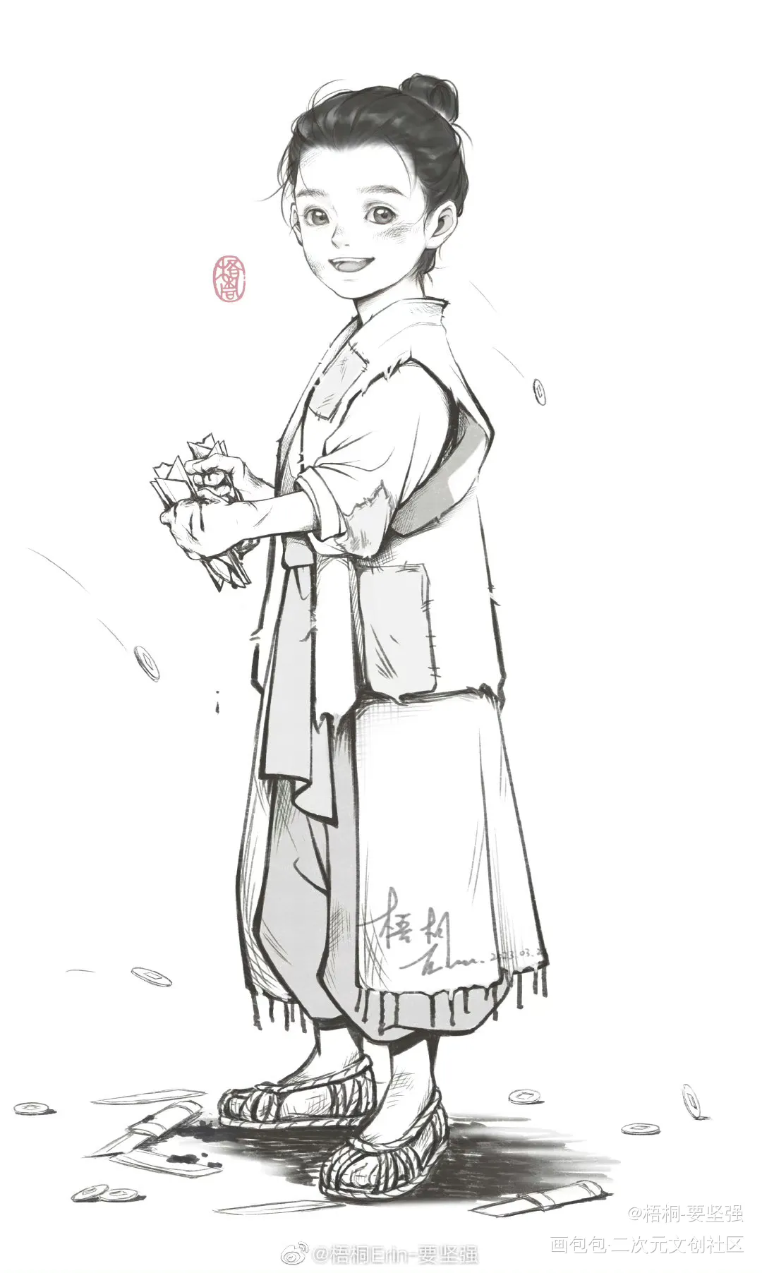 【卖艺】_二哈和他的白猫师尊墨燃绘画作品