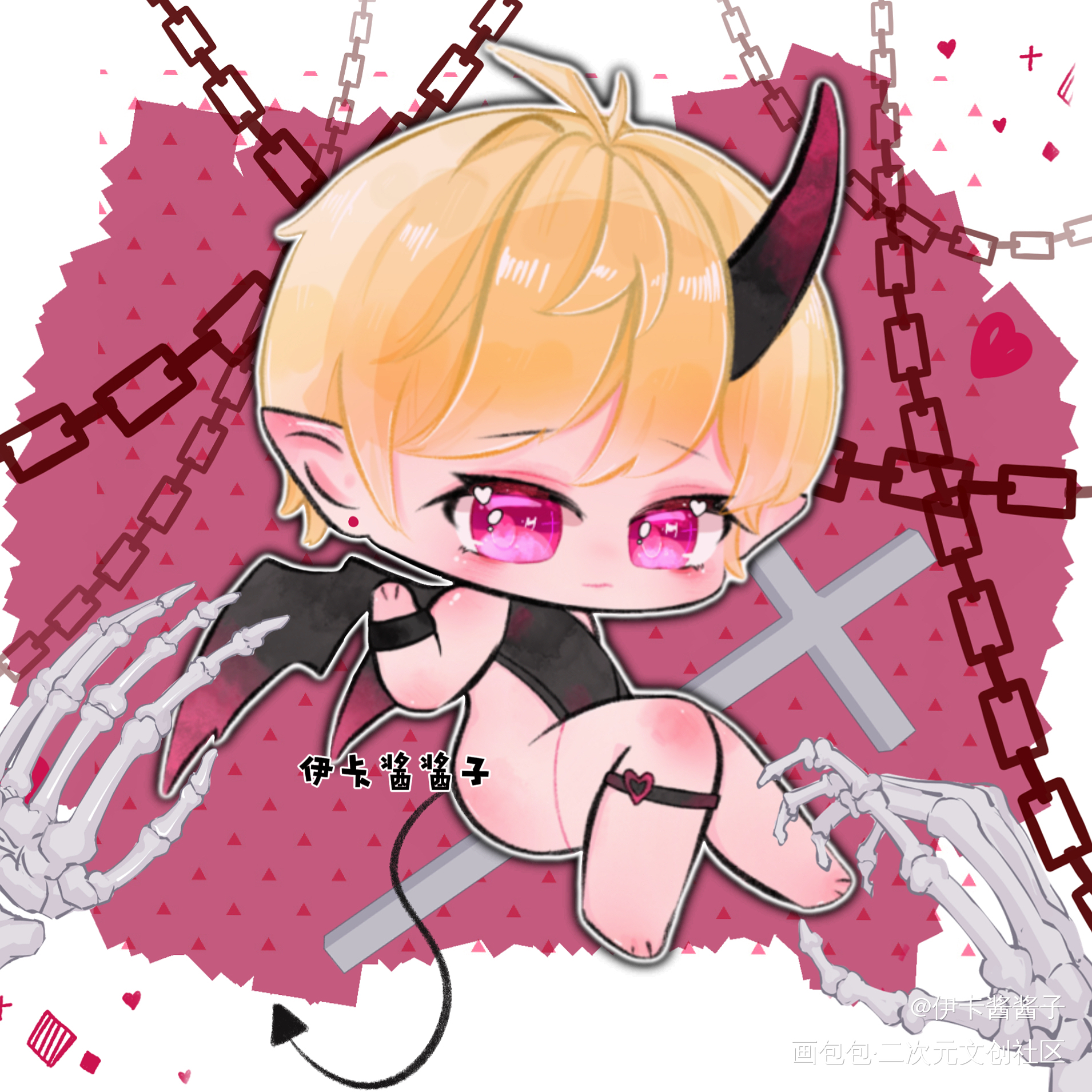 恶魔秀秀_娘娘腔188男团李程秀邵群Q版头像同人绘画作品