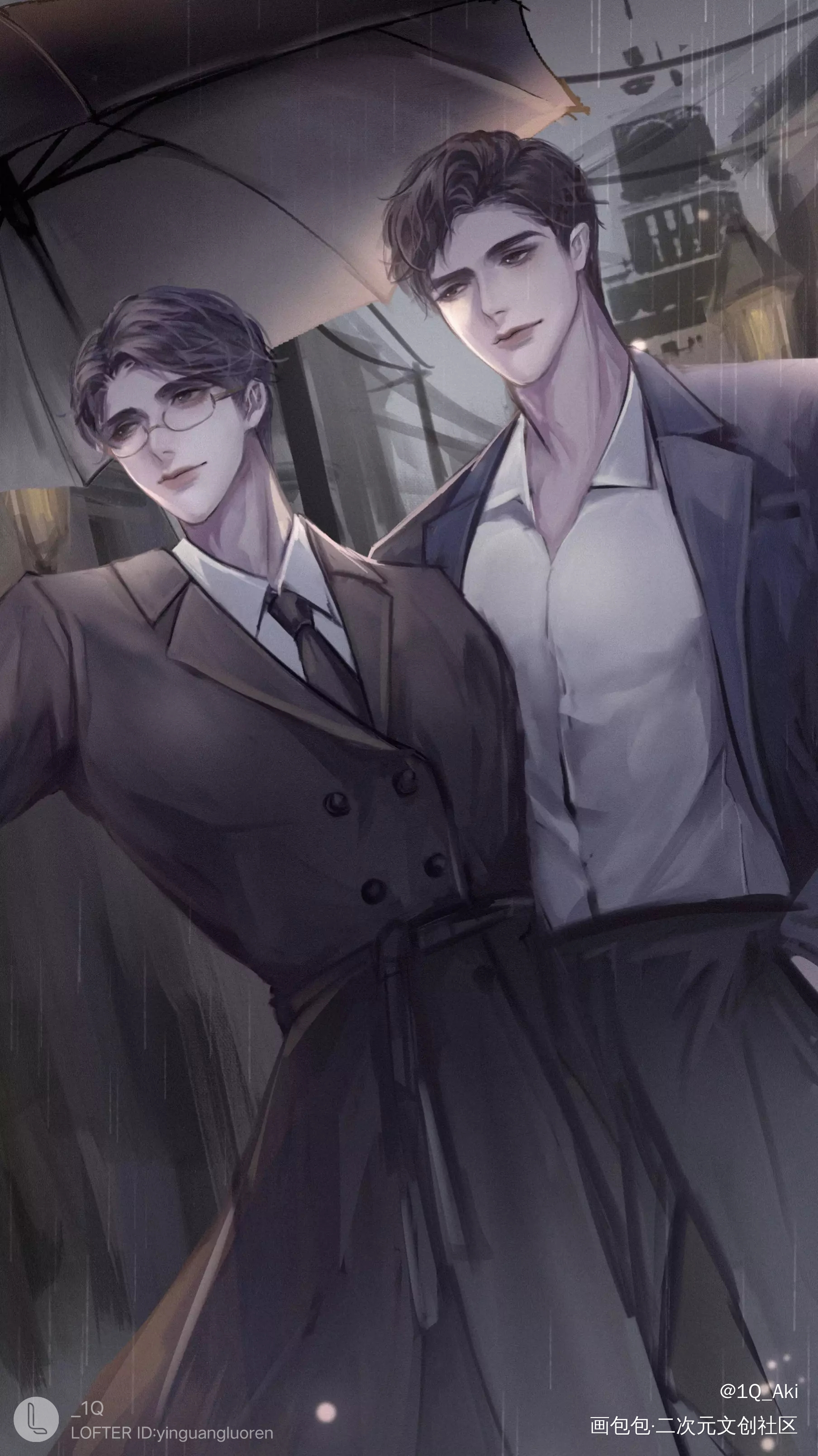 雨中_针锋对决188男团原顾顾青裴原炀板绘涂绘画作品