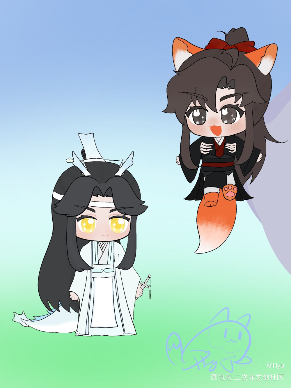 一起丸_魔道祖师忘羡Q版墨香铜臭绘画作品