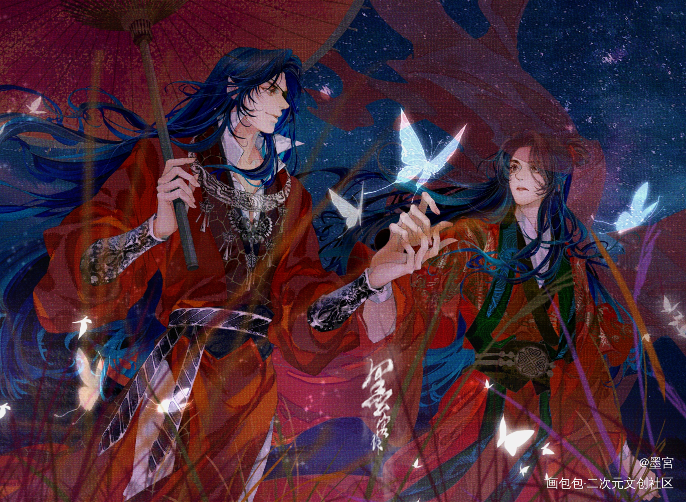 花怜_天官赐福花怜板绘涂平涂插画绘画作品