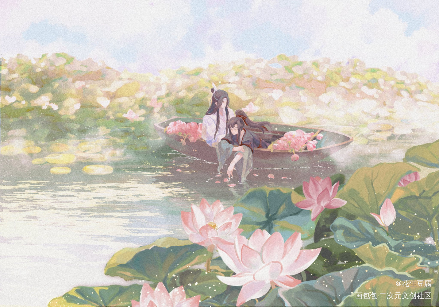 忘羡_魔道祖师忘羡蓝忘机魏无羡板绘涂插画墨香铜臭绘画作品