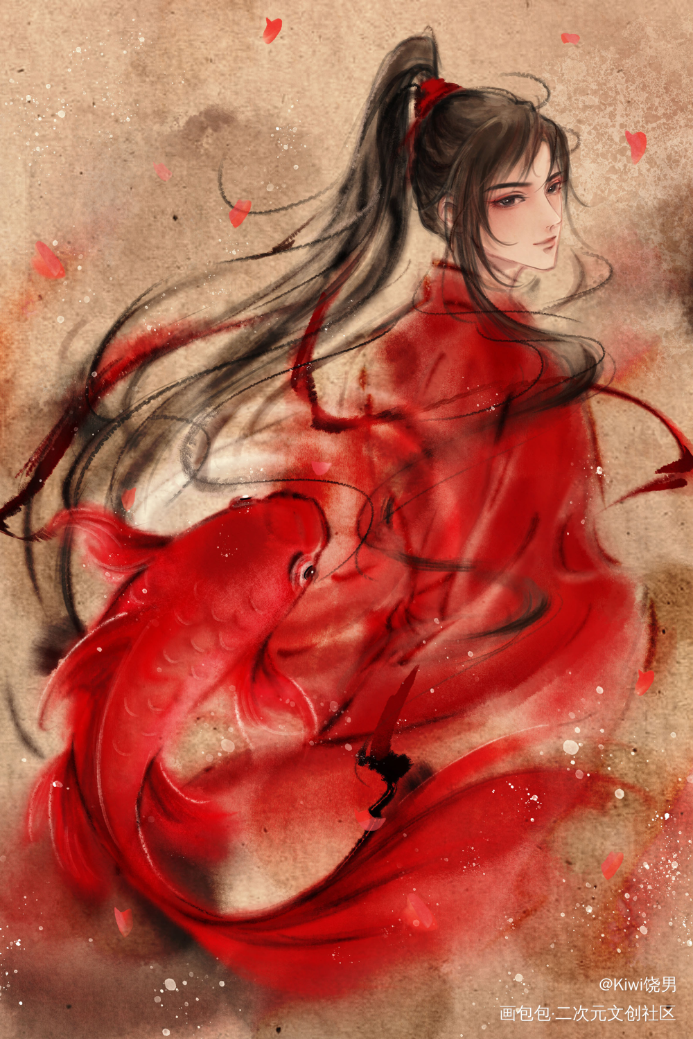 红鱼羡_魔道祖师忘羡魏无羡墨香铜臭绘画作品