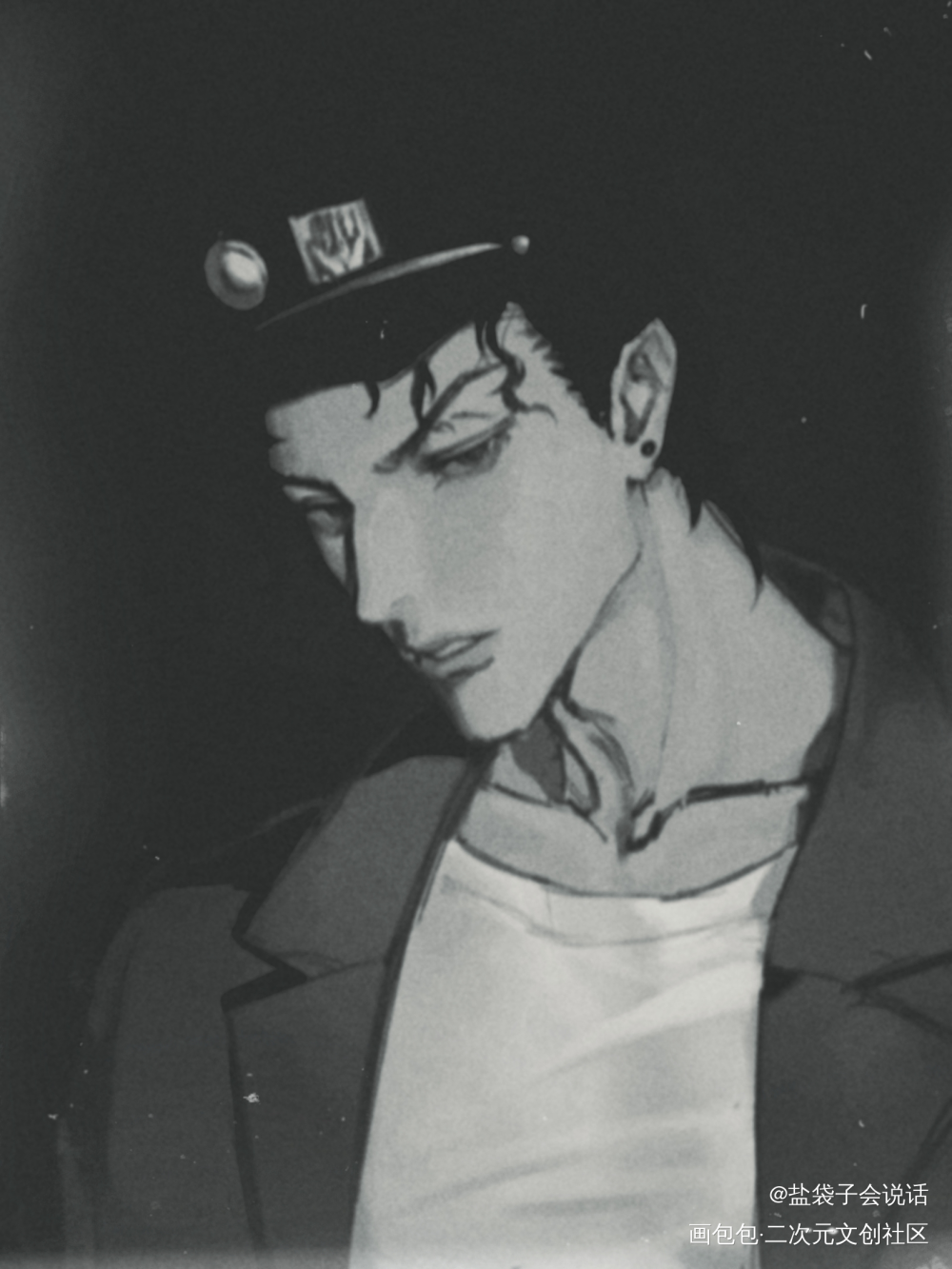 拍点老照片（西装承）_JOJO的奇妙冒险空条承太郎板绘涂绘画作品