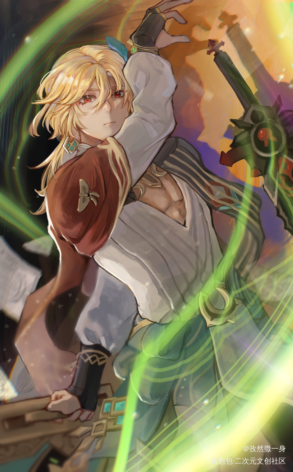 卡维来啦_原神平涂插画同人卡维绘画作品