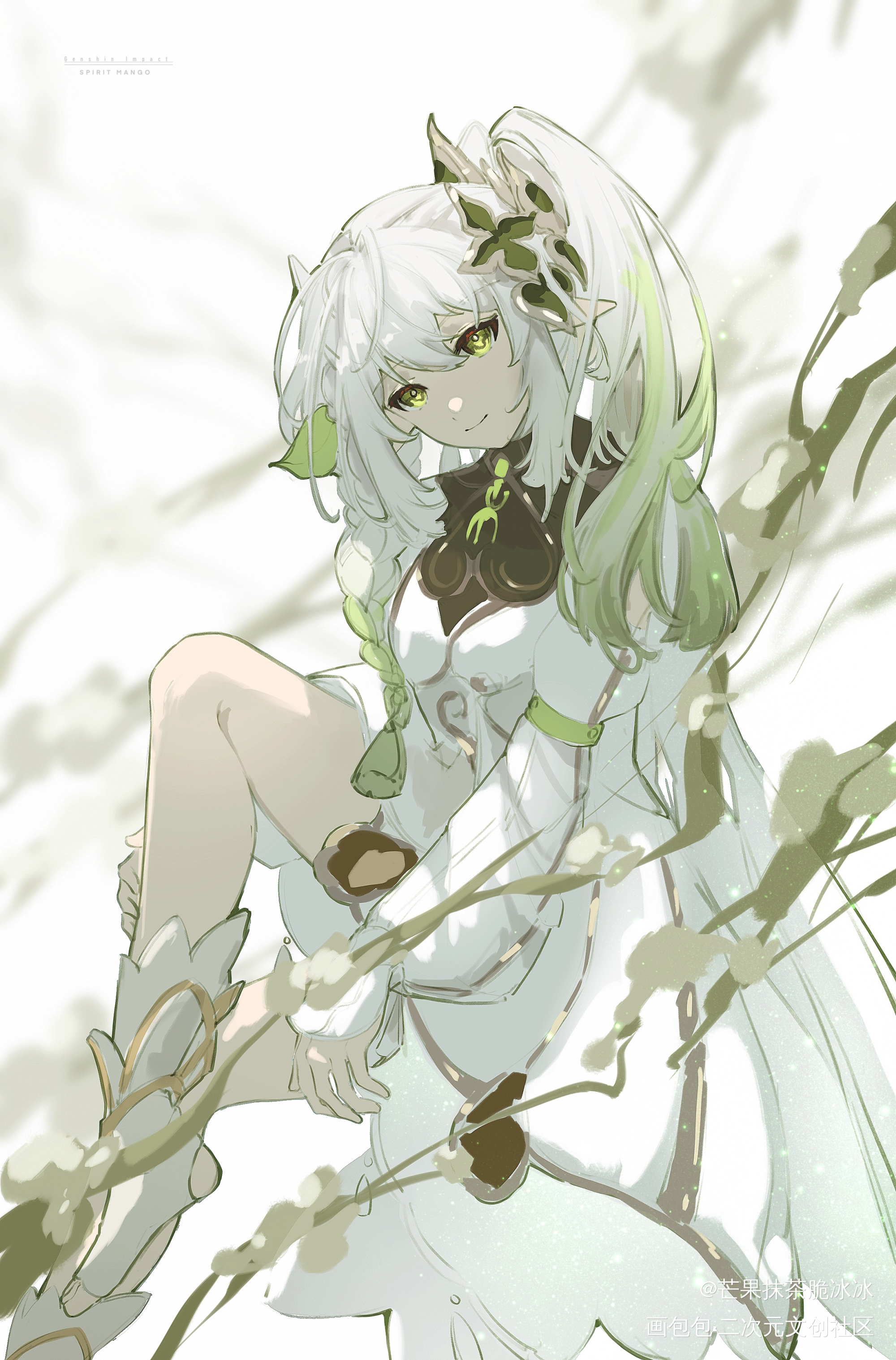 摸_原神板绘涂伪厚涂日系插画纳西妲摸鱼二次元板绘绘画作品