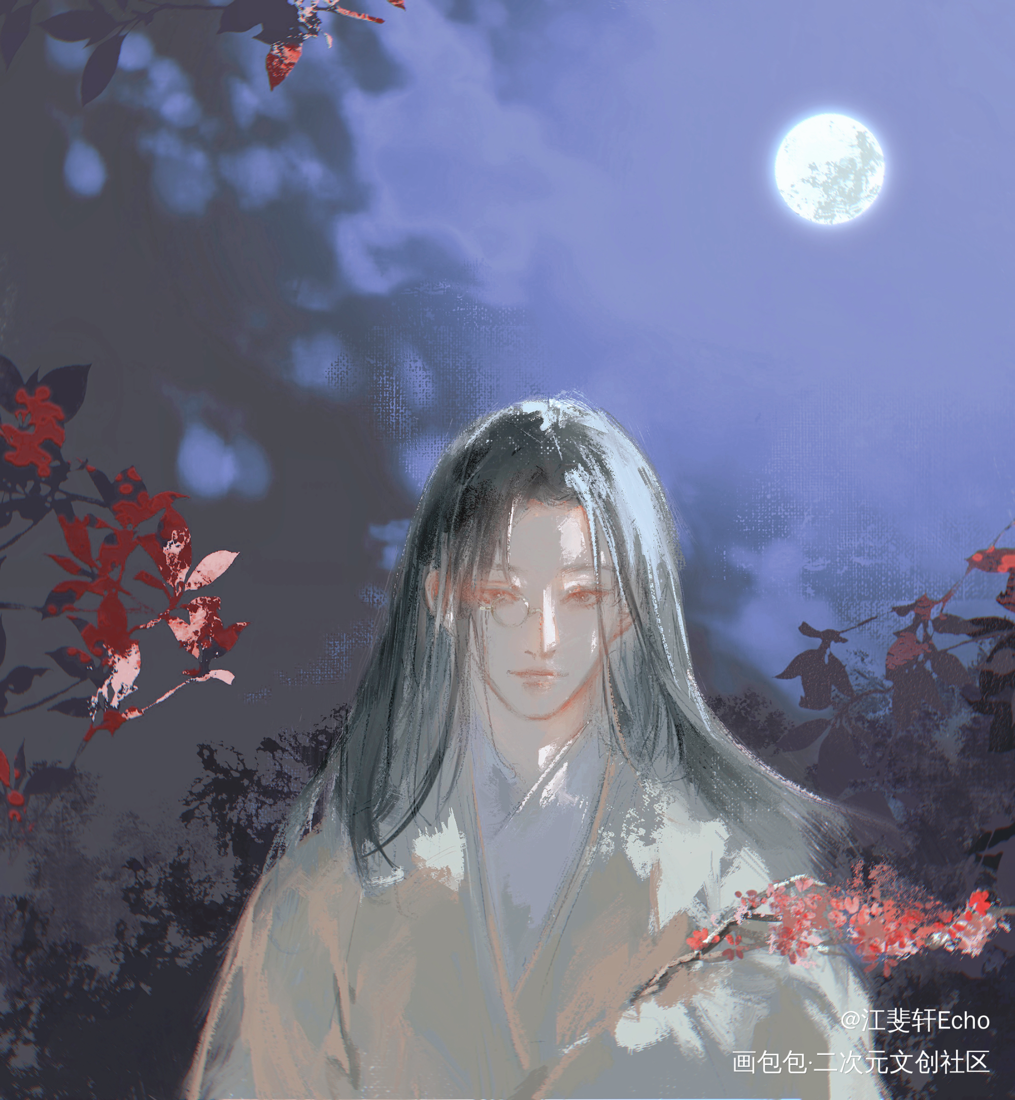 西北一枝花_杀破狼顾子熹顾昀板绘涂摸鱼页古风半身插画绘画作品