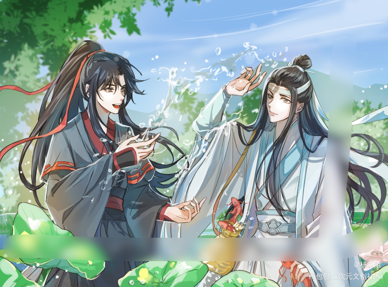 戏水_魔道祖师忘羡绘画作品