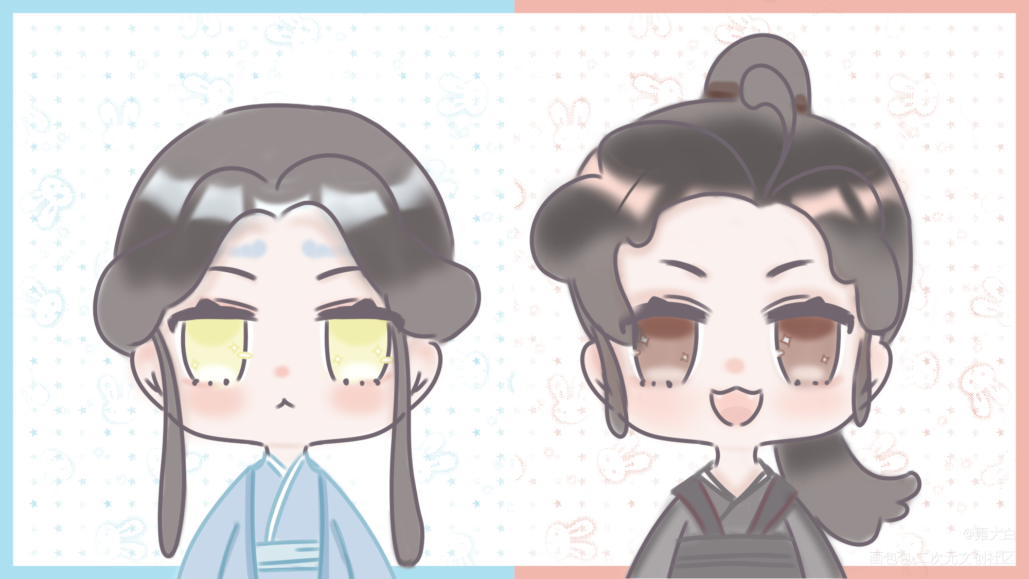 来说∶茄子～_魔道祖师忘羡蓝忘机魏无羡板绘涂绘画作品