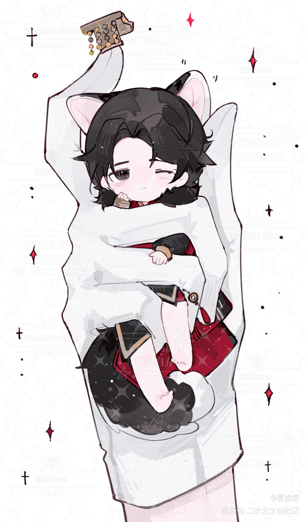 被玩弄于股掌的踏仙崽_二哈和他的白猫师尊燃晚墨燃Q版绘画作品
