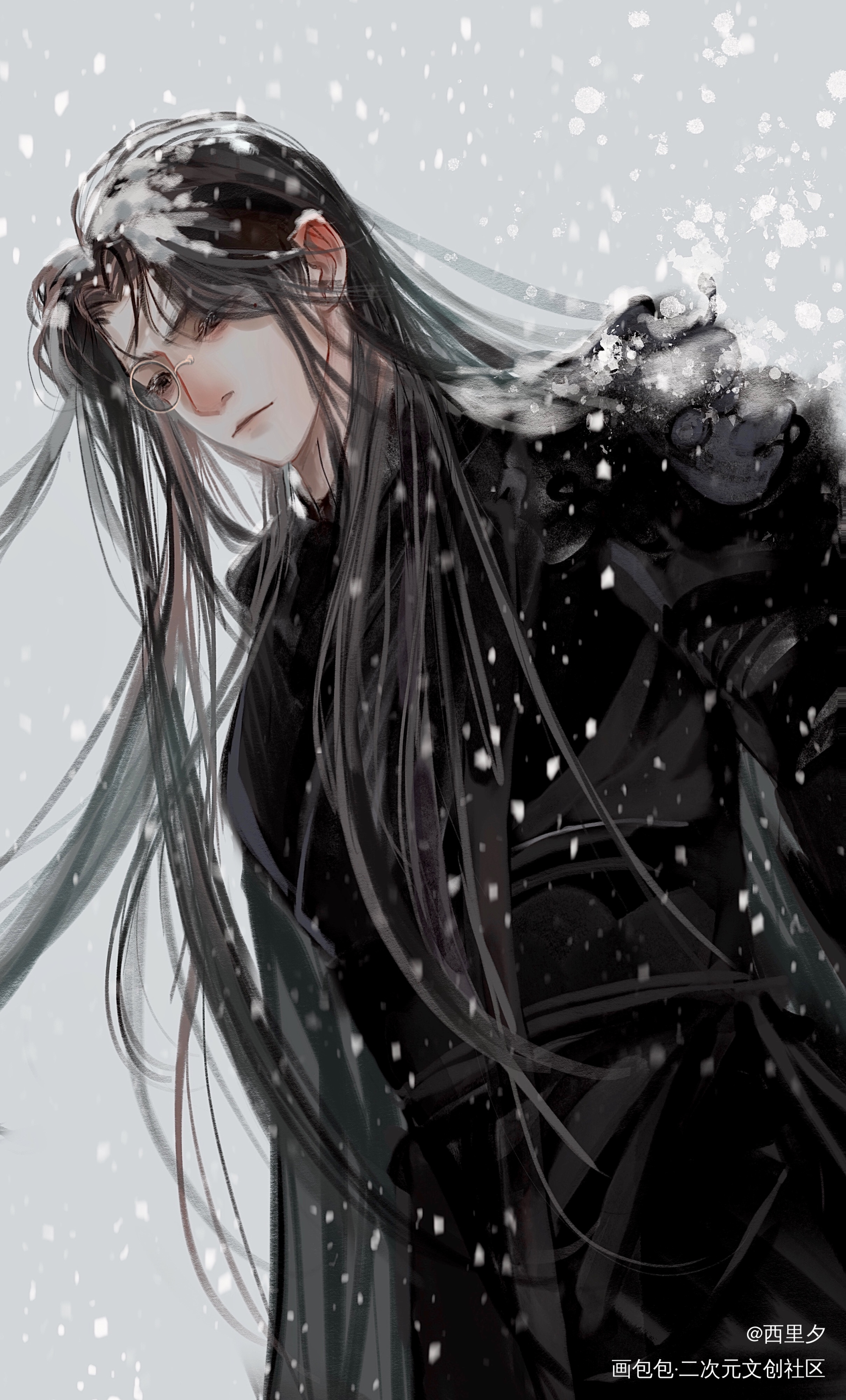 发发之前画的跪雪地_杀破狼顾昀板绘涂procreate绘画作品