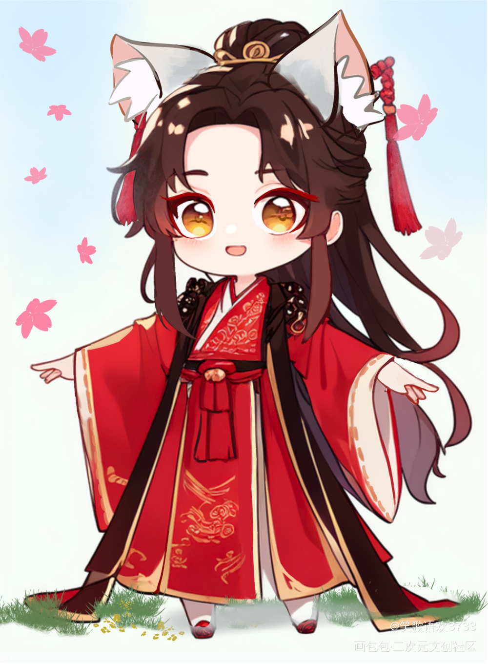 《嫁》_二哈和他的白猫师尊燃晚楚晚宁板绘涂绘画作品