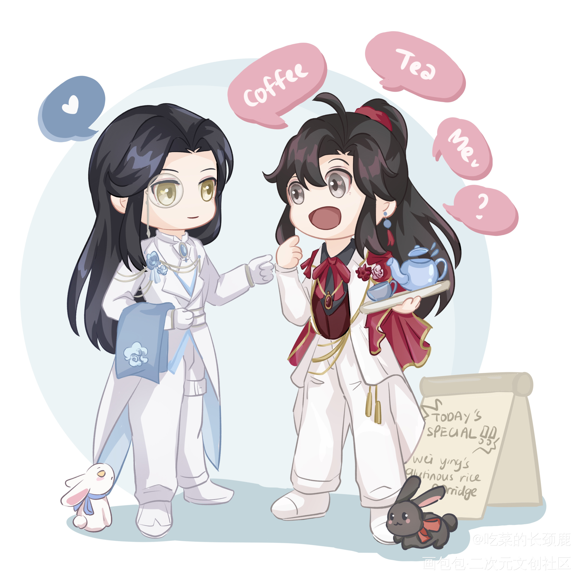 忘羡执事_魔道祖师忘羡蓝忘机魏无羡蓝忘机魏无羡平涂Q版墨香铜臭绘画作品