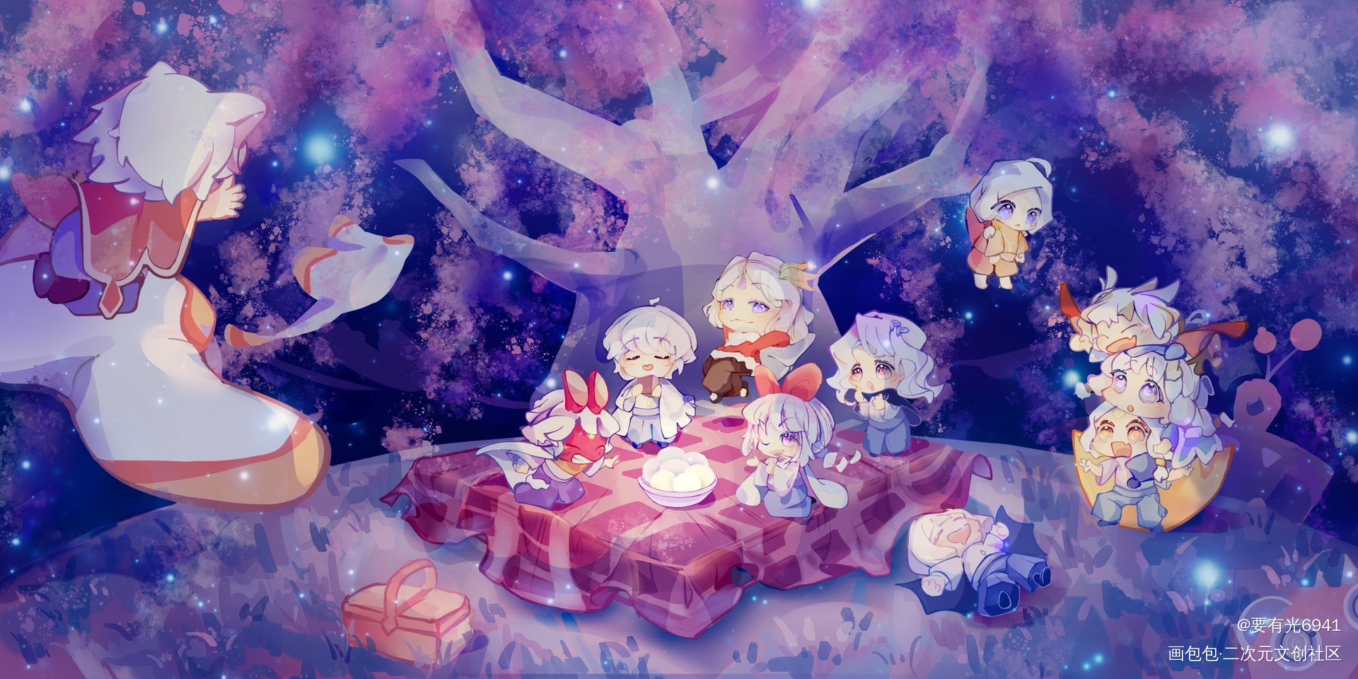 光遇花憩节_光遇板绘涂节日Q版约稿绘画作品