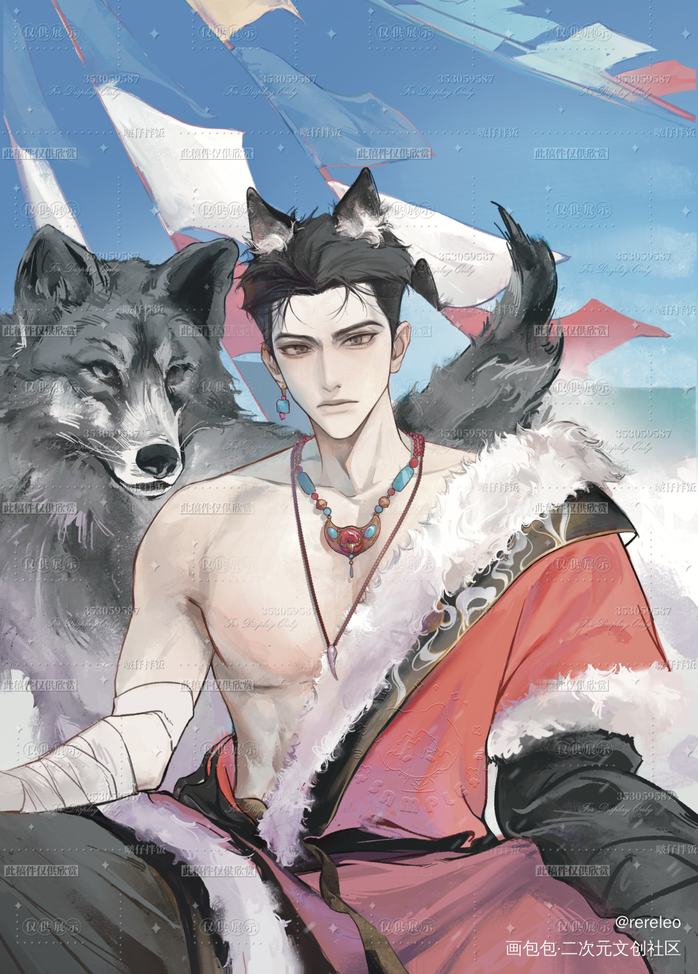 邵群｜藏狼_娘娘腔188男团群秀邵群绘画作品