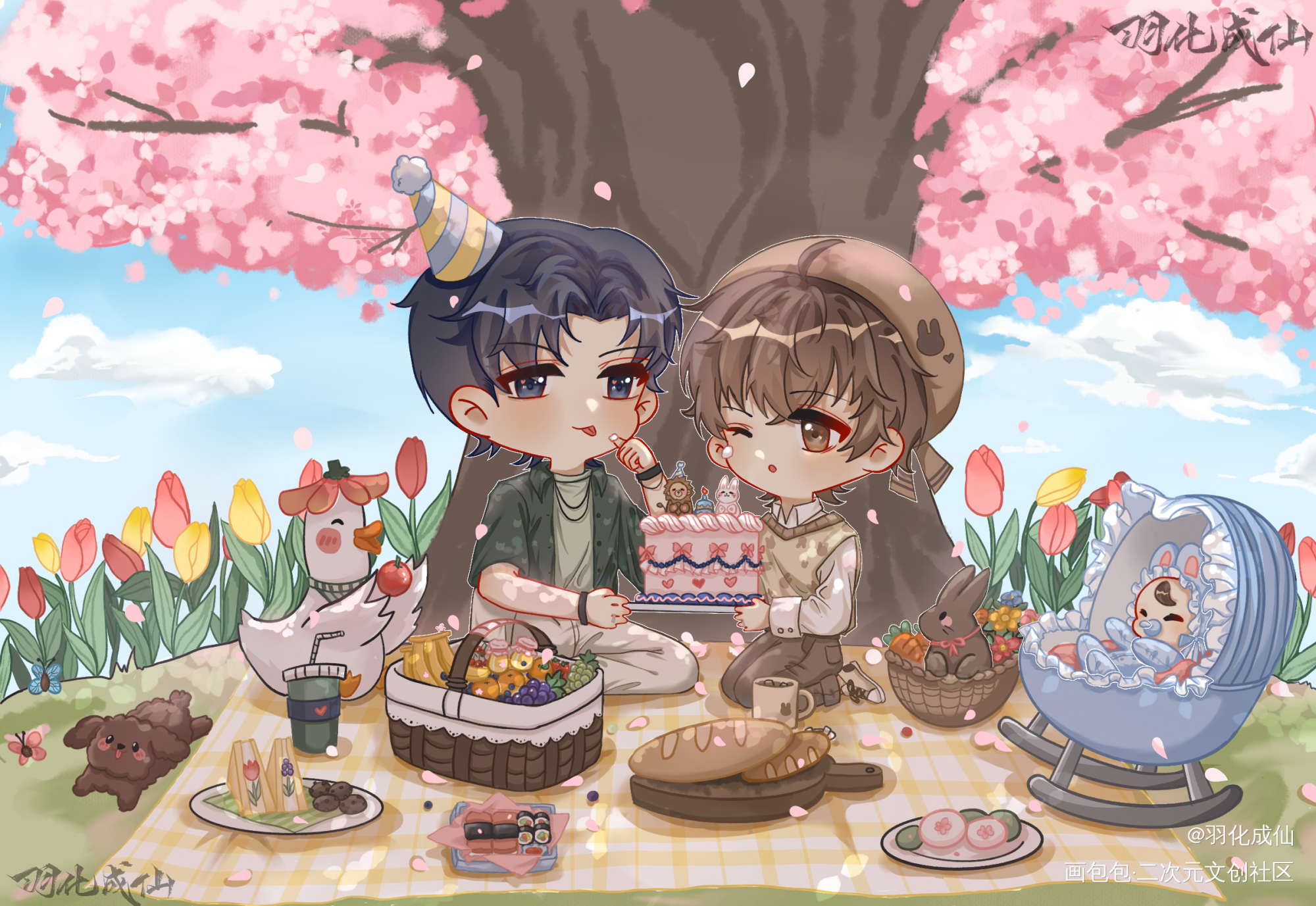 邵群生日快乐！_娘娘腔188男团群秀李程秀邵群Q版同人绘画作品