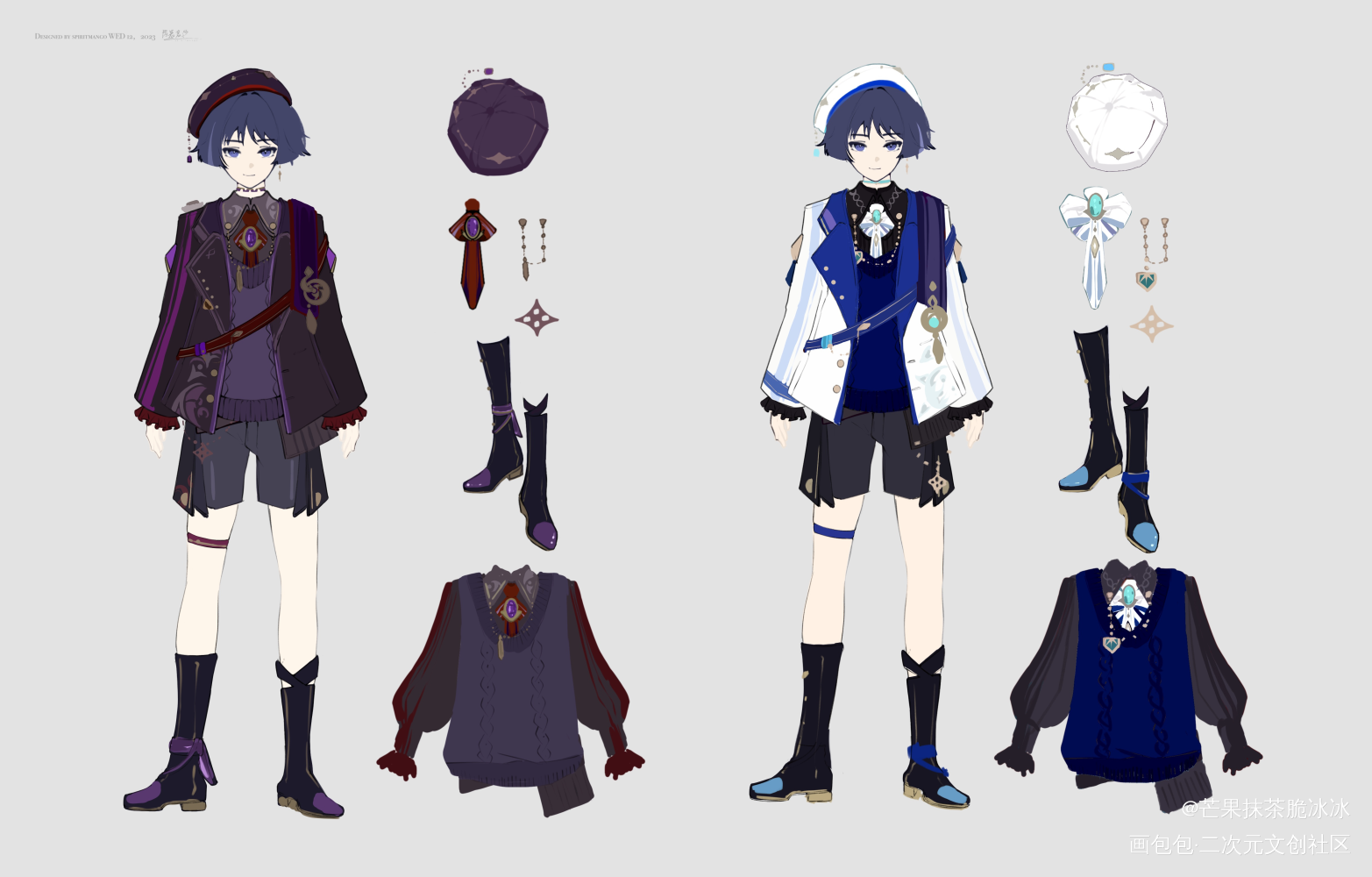 一个小衣服给我宝宝的！_原神散兵板绘涂伪厚涂日系插画摸鱼二次元板绘绘画作品