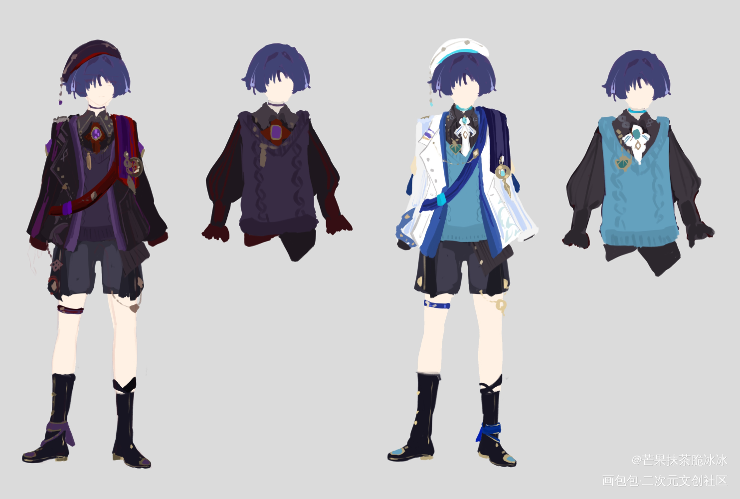一个小衣服给我宝宝的！_原神散兵板绘涂伪厚涂日系插画摸鱼二次元板绘绘画作品