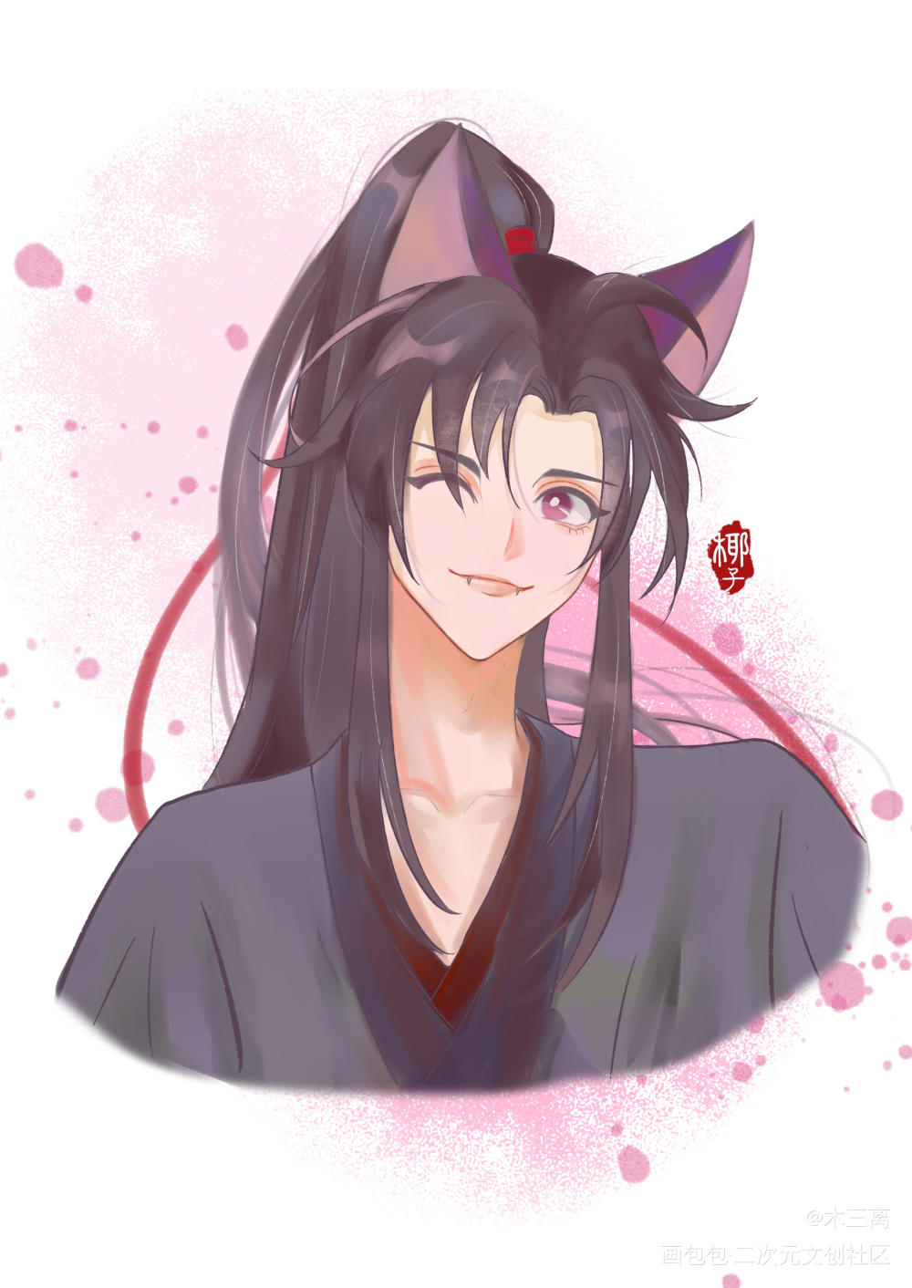 可爱狐羡by椰子（授权预告）_魔道祖师魏无羡古风同人绘画作品