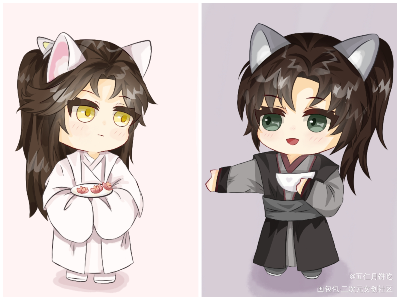 燃晚_二哈和他的白猫师尊燃晚墨燃楚晚宁绘画作品