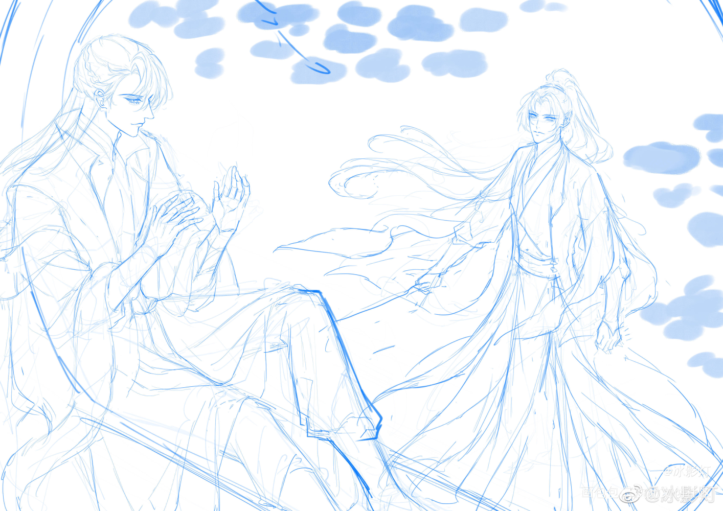 折桂——《能饮一杯无》的周边稿_插画同人虞北洲宗洛能饮一杯无稿件绘画作品