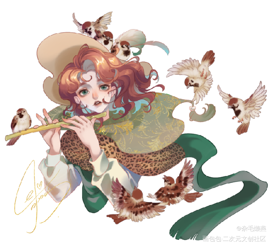 吹笛少年_板绘涂摸鱼页绘画作品