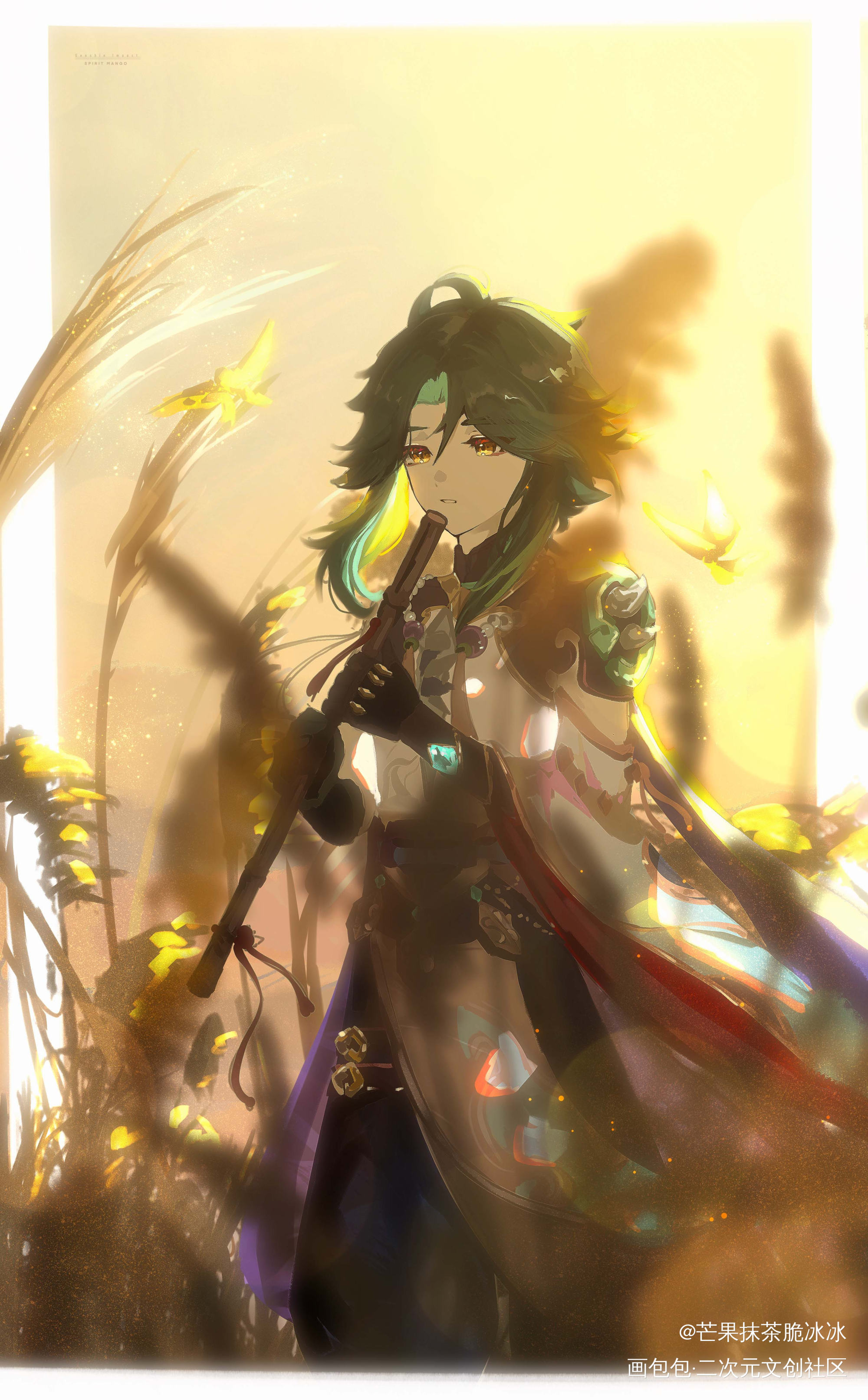 🎂_原神魈板绘涂伪厚涂日系插画摸鱼二次元板绘绘画作品