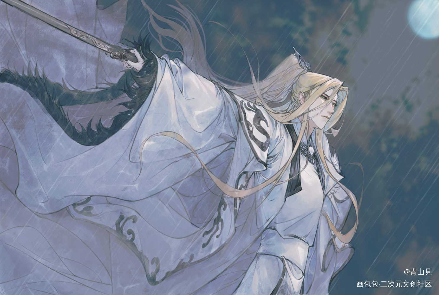 迎浪而去_霹雳布袋戏古风绘画作品