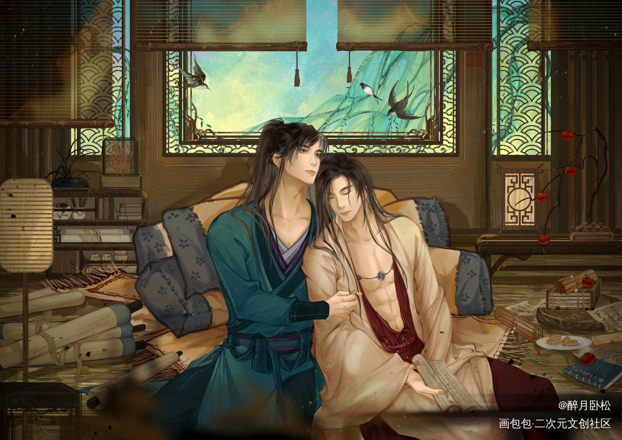 屋外屋内皆是春_剑网3毛莫绘画作品