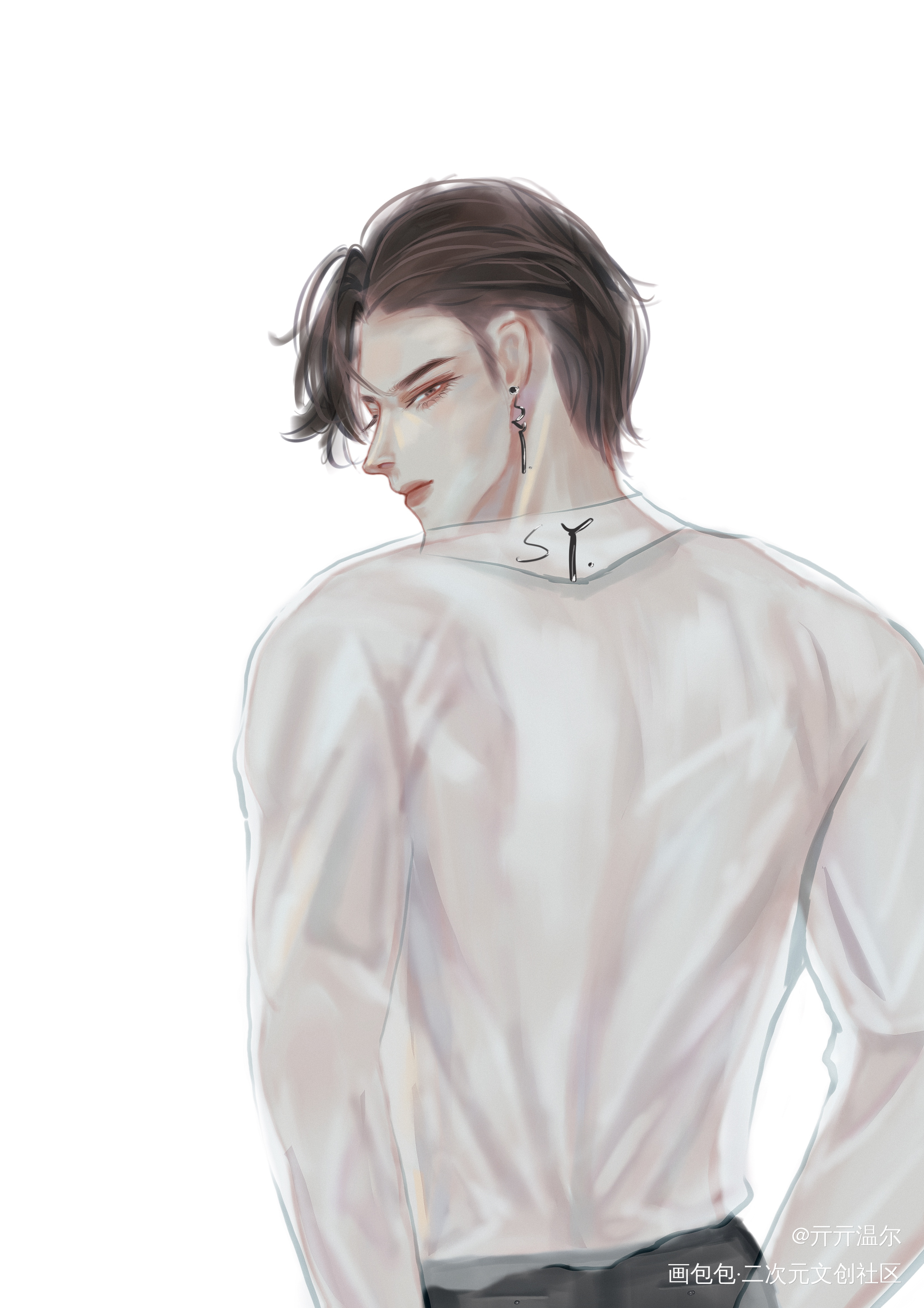 简哥后背杀，嘶哈嘶哈～_你却爱着一个傻逼188男团简隋英绘画绘画作品