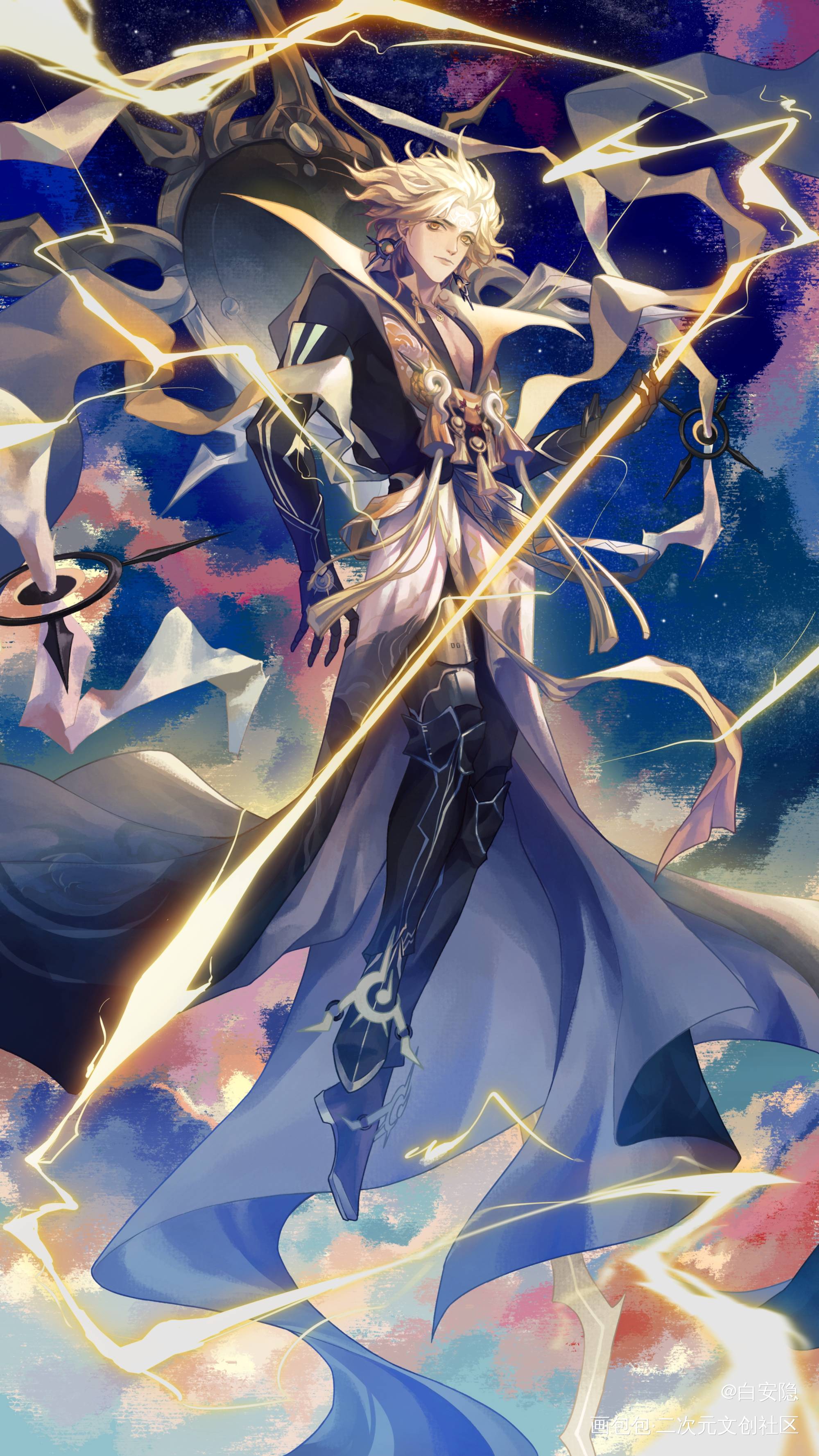 素盏鸣尊_阴阳师半厚涂全身插画同人须佐之男绘画作品