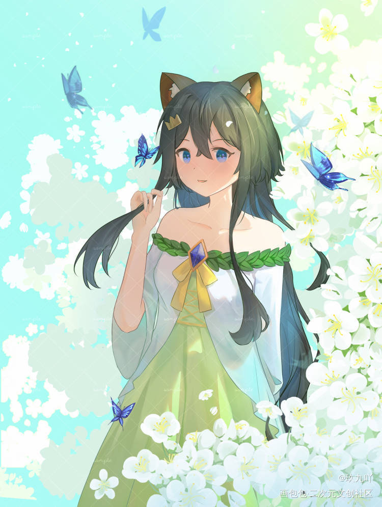 春日蝴蝶_日系无偿绘画作品