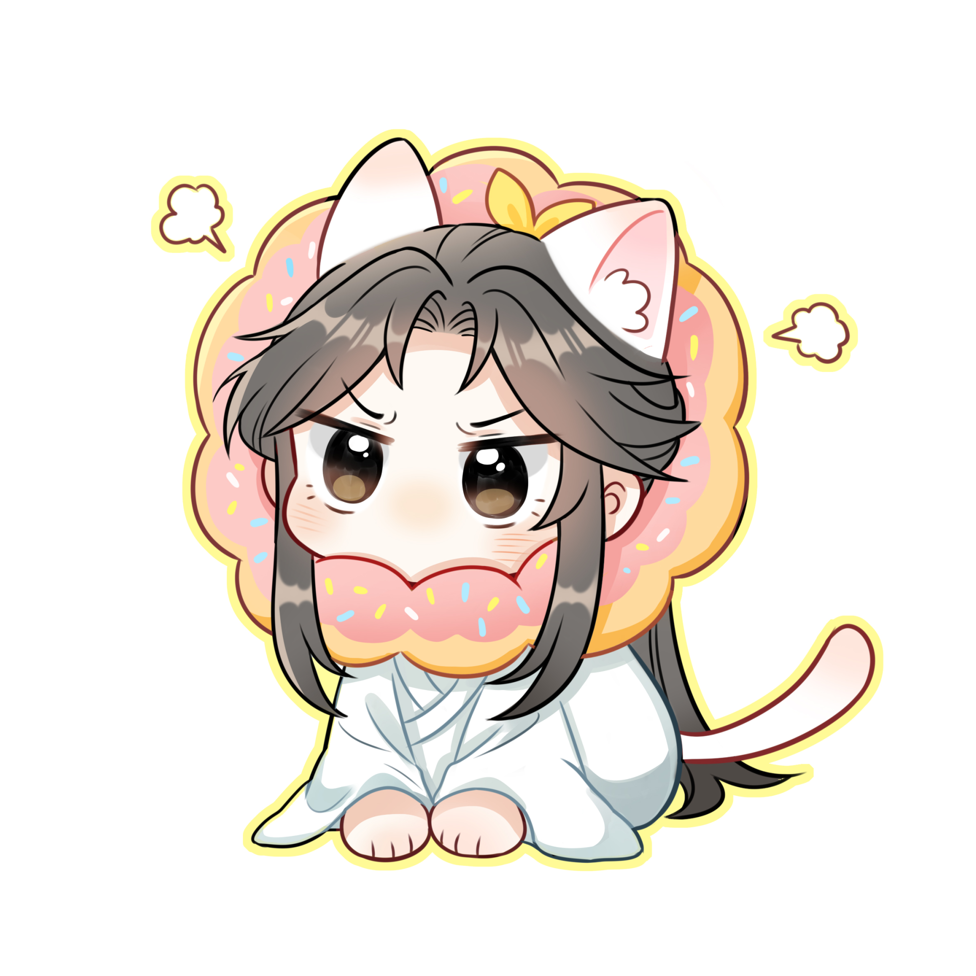 戴🍩脖套的🐱_二哈和他的白猫师尊楚晚宁绘画作品