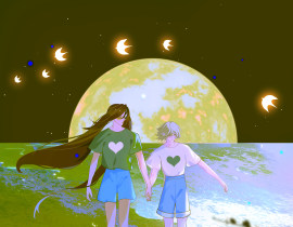 海边散步_绘画作品