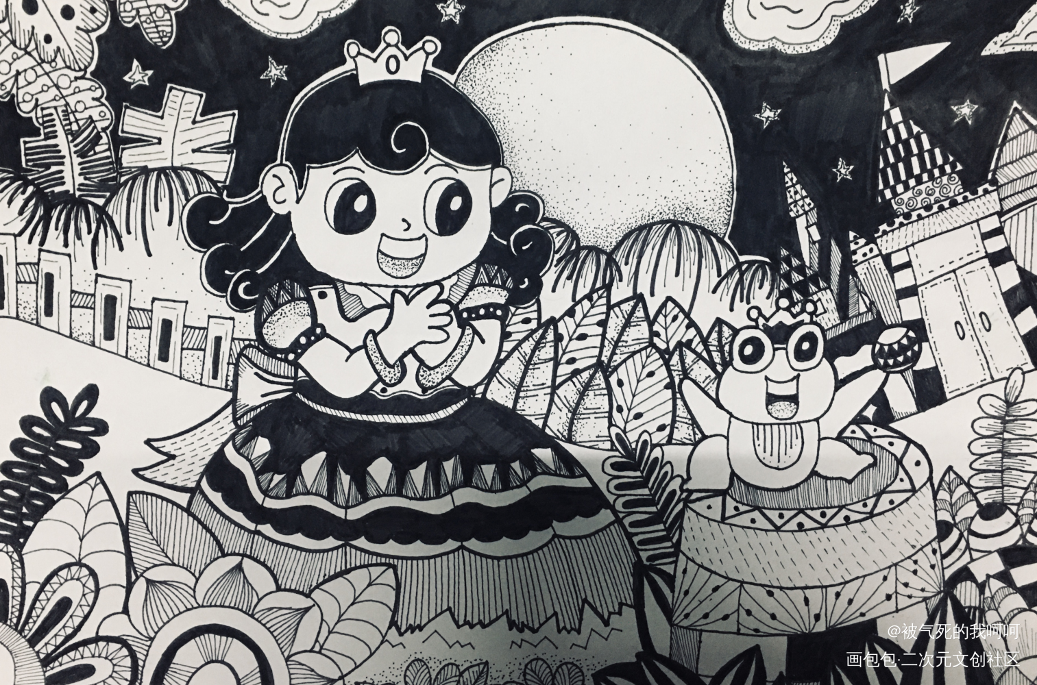 点线面结合作业_黑白简笔绘画作品