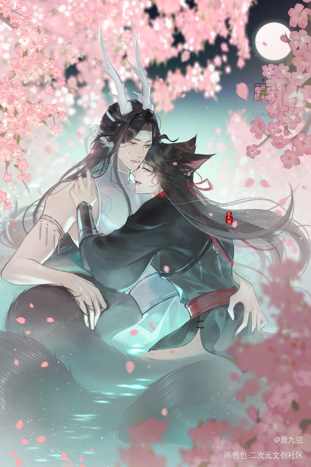 忘羡修改版_魔道祖师忘羡古风摸鱼绘画作品