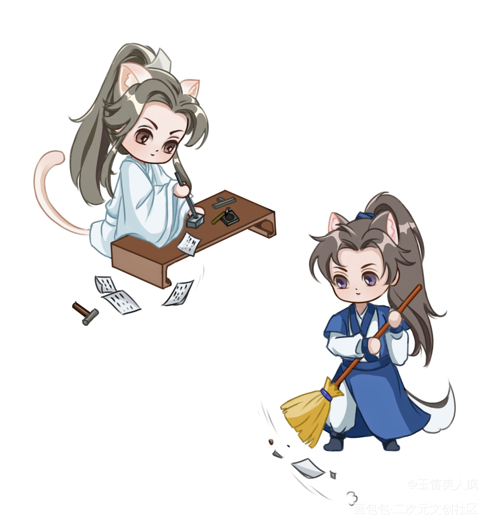 五一劳动节，劳动最光荣。_二哈和他的白猫师尊燃晚绘画作品