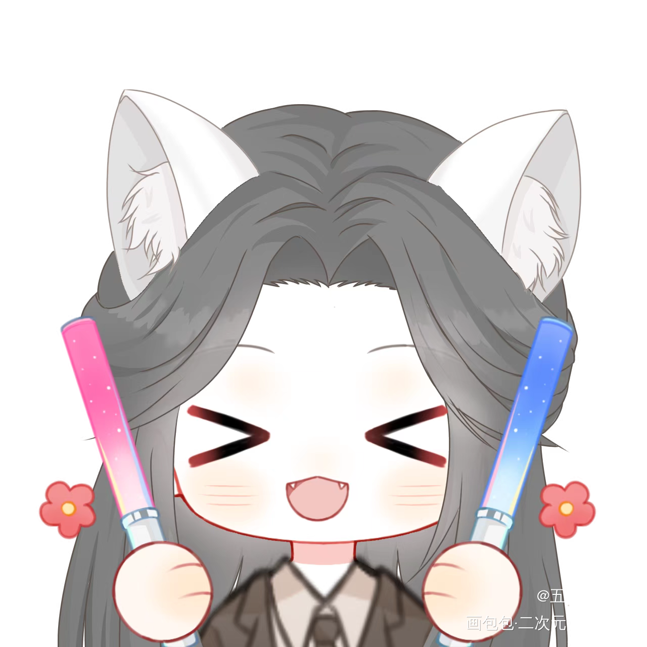 可爱猫宁，为你打call_二哈和他的白猫师尊燃晚墨燃楚晚宁绘画作品
