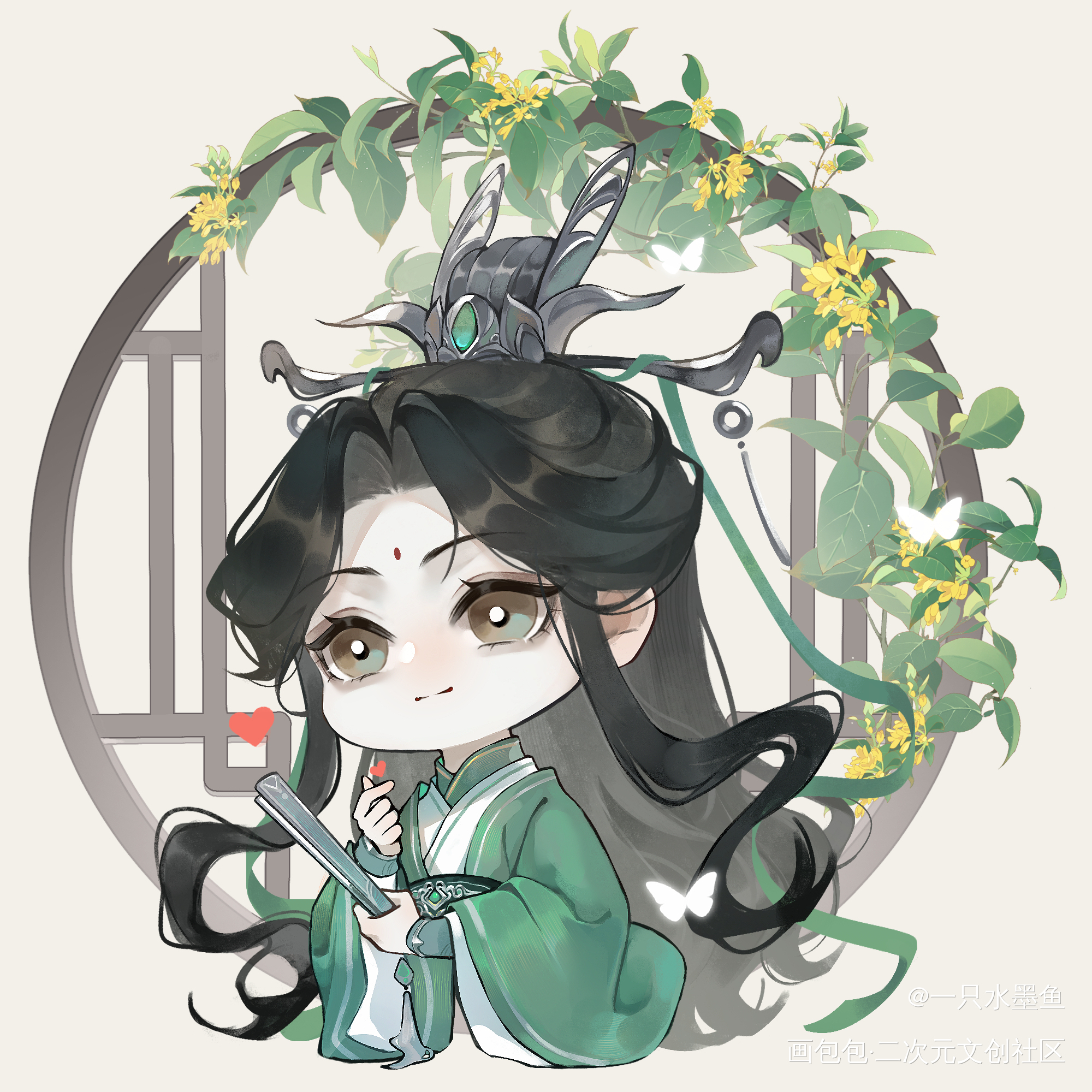 冰秋❤️💚_人渣反派自救系统冰秋绘画作品