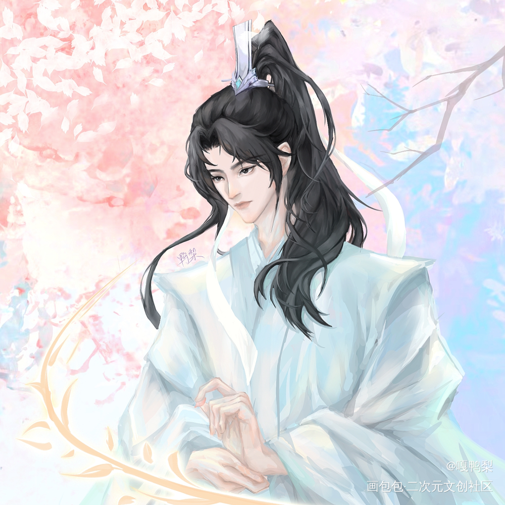 月白风清处，与君初见时_二哈和他的白猫师尊燃晚楚晚宁摸鱼页绘画作品