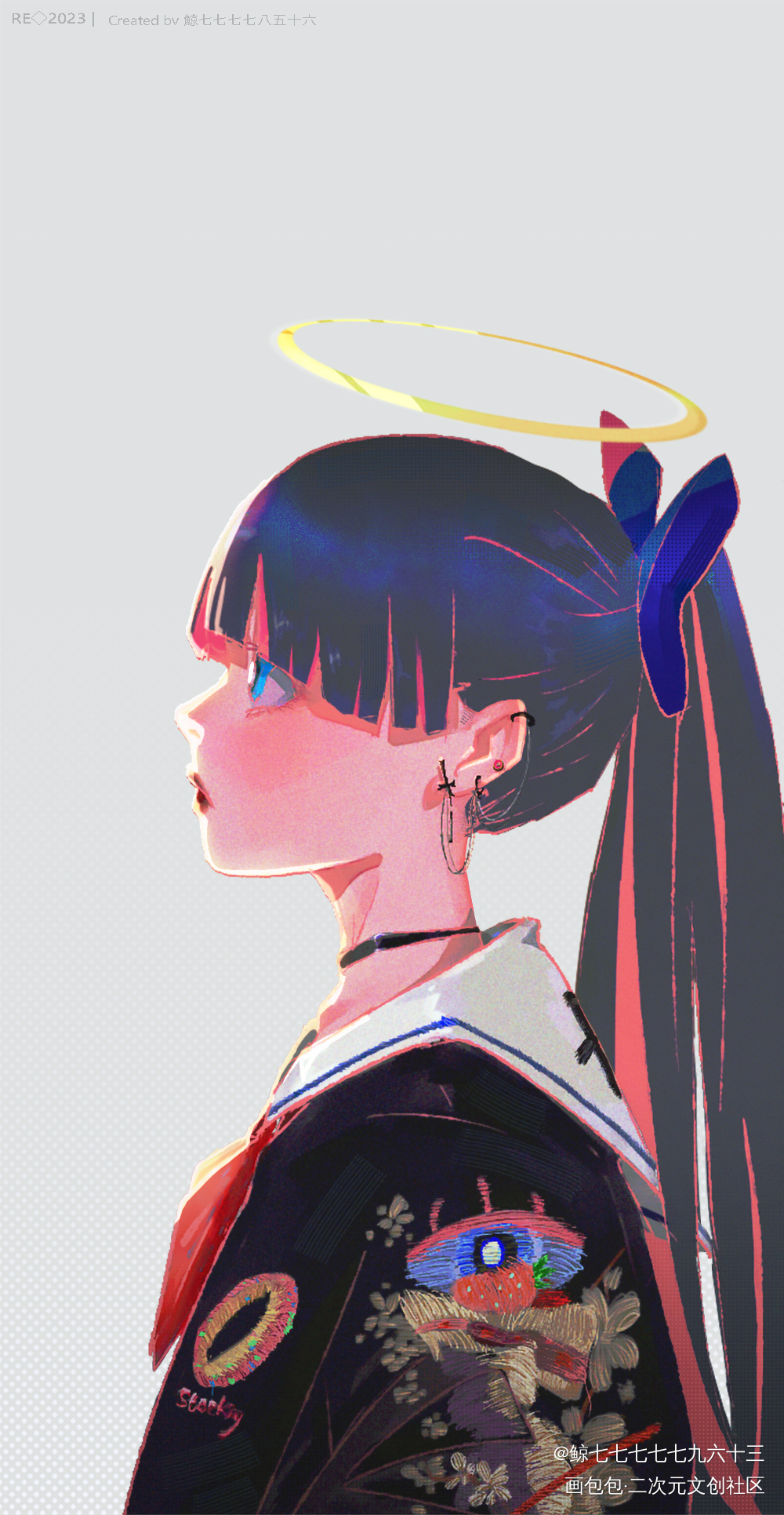_平涂同人stocking吊带袜天使板绘绘画作品