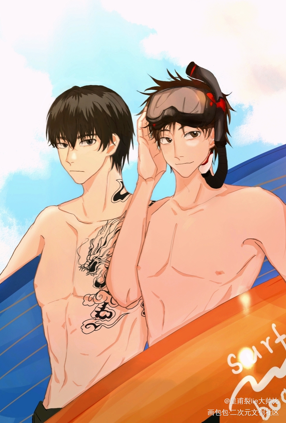【瓶邪】🏄_盗墓笔记瓶邪板绘绘画作品
