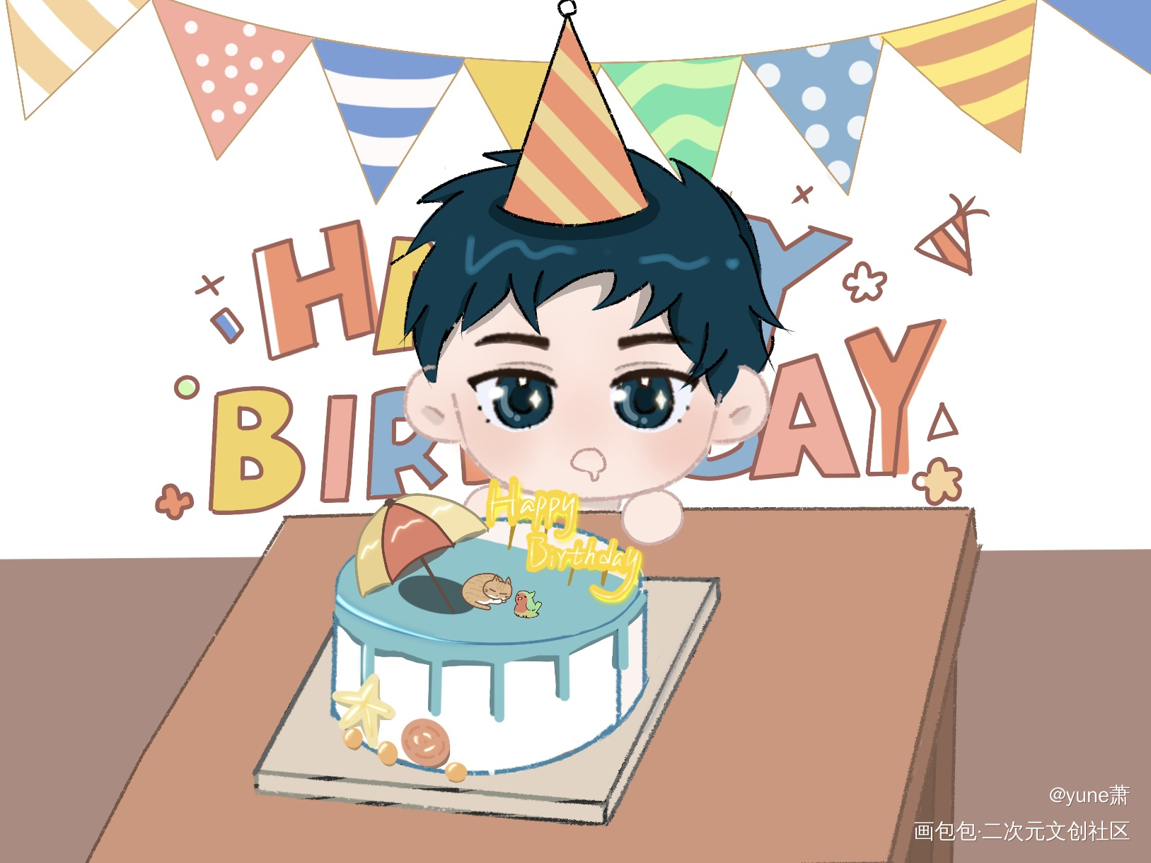 丁小伟小朋友生日快乐🎈_188男团丁小伟丁小伟0506生日快乐绘画作品