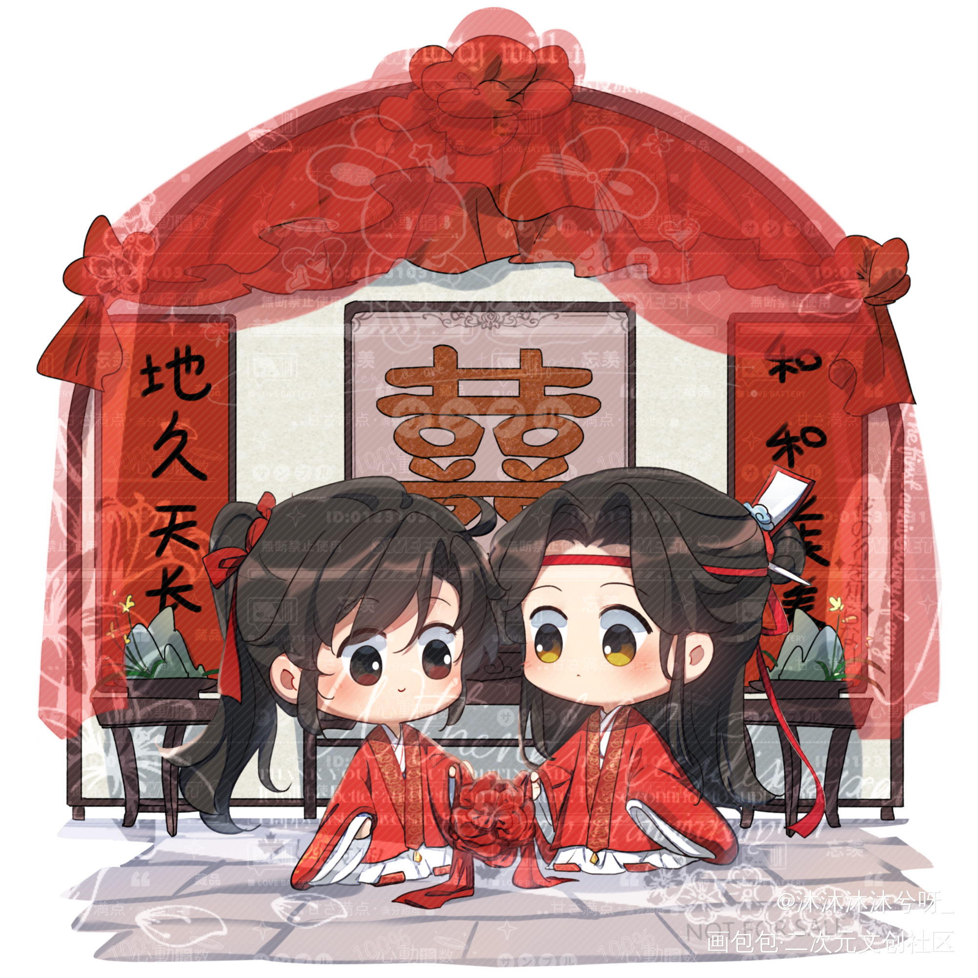 大婚（一）_魔道祖师忘羡蓝忘机魏无羡Q版绘画作品