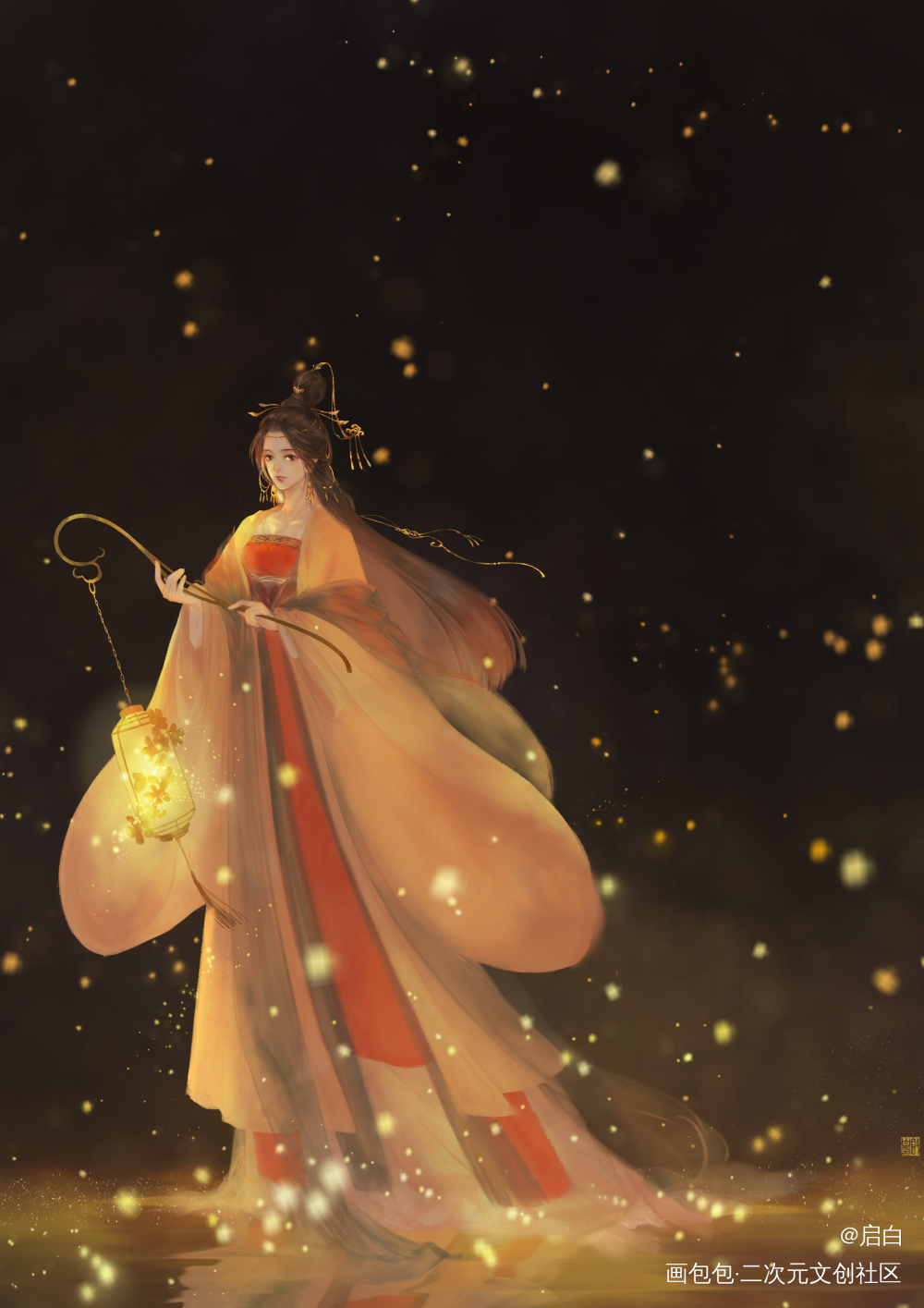那人却在灯火阑珊处_板绘涂插画绘画作品
