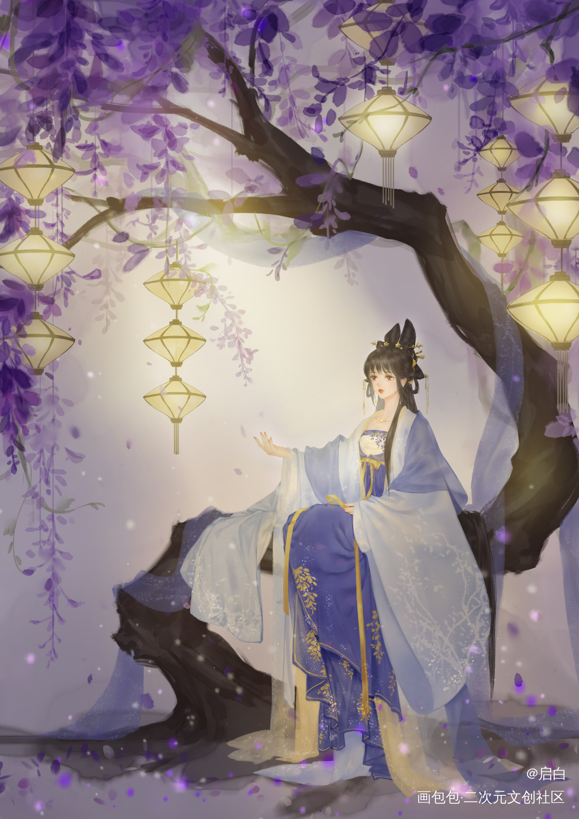 紫藤_板绘涂插画绘画作品