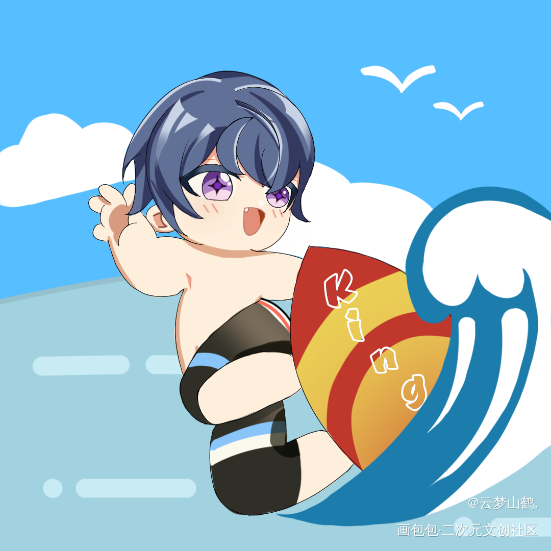 冲浪🏄_未定事件簿陆景和摸鱼页绘画作品