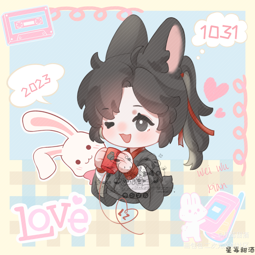 羡羡生贺第一弹～_魔道祖师忘羡魏无羡Q版我要上首推头像同人墨香铜臭绘画作品