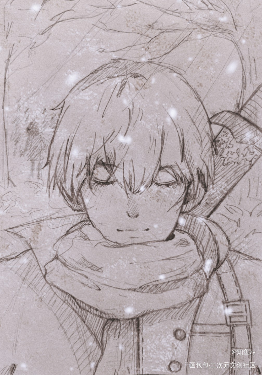 冬日暖阳·张起灵_盗墓笔记张起灵闷油瓶绘画作品